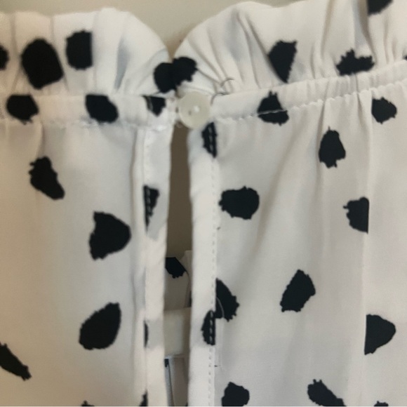 Maison d’Amelie White Blouse with Black Dots Boho Preppy Feminine Dressy French - Picture 6 of 10